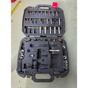 Husky Mechanics Tool Set Case Sockets Extension Incomplete SAE Metric Chrome Z2‎